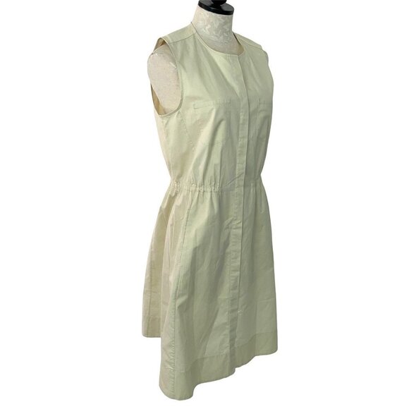 Theory Ketan Dress Womens Size 10 A Line Cinched Waist Button Front Pale Yellow - Picture 8 of 12
